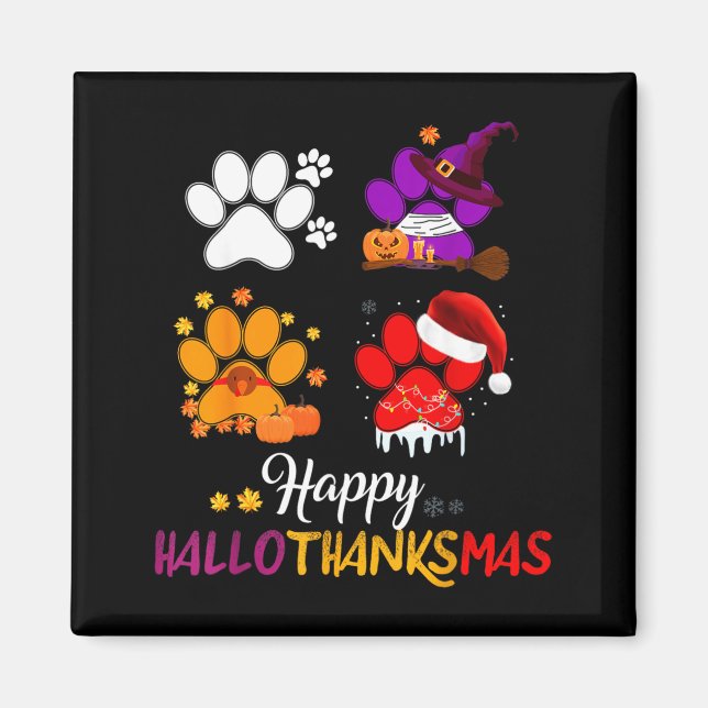 Imã Pata de cachorro Fofa Feliz Hallothanksmas (Frente)