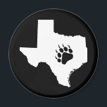 Imã Pata do Urso do Texas<br><div class="desc">Um Texas branco e simples,  com uma pata de ursos pretos ligeiramente deslocada. Mostre orgulho em sua herança de urso e ser do Texas.</div>