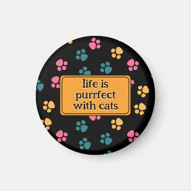 Imã Pata engraçada de gato preto (Frente)