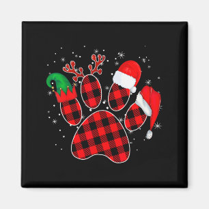 Imã Patas de Cachorro Natal Xadrez Búfalo Pata Papai N