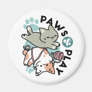Imã Patas e Brincadeira – Ilustração de Gato Adorável