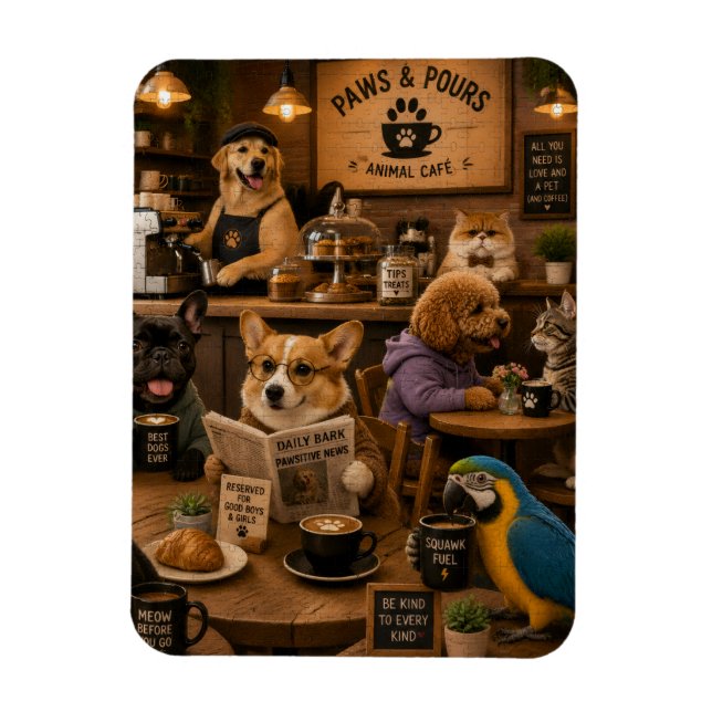 Ímã Patas e Porções,café animal (Vertical)
