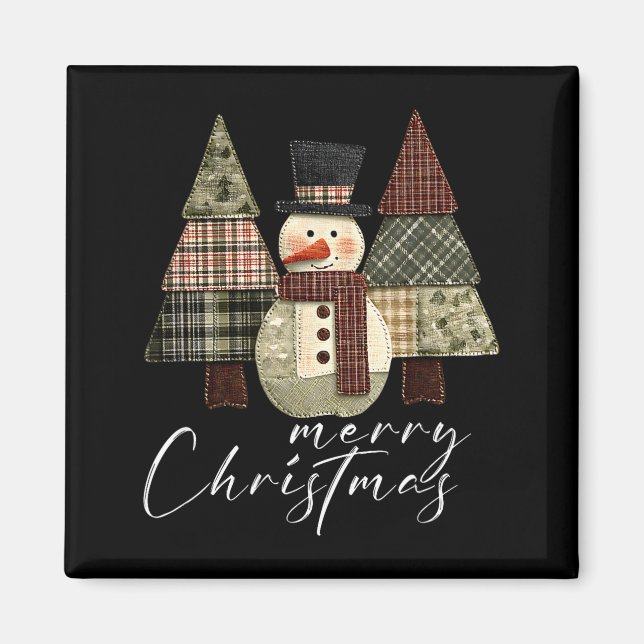 Imã Patchwork Boneco de Neve,patchwork Árvore de Natal (Frente)