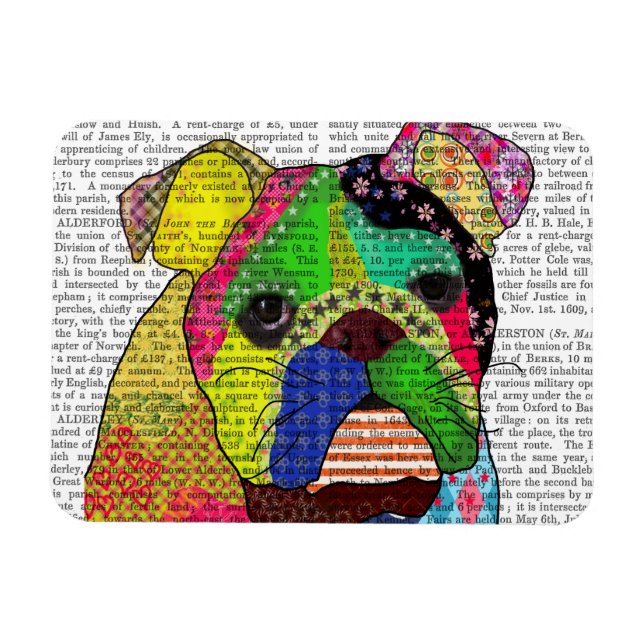 Ímã Patchwork Bulldog (Horizontal)
