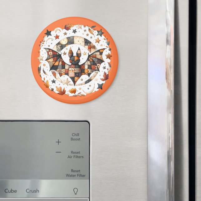 Imã Patchwork Halloween Bat nas Colunas do Outono (In Situ (Fridge))