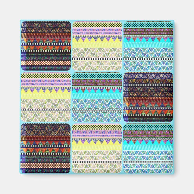 Imã Patchwork of Tribal Ethnic Stripes (Frente)