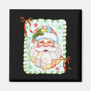 Imã Patchwork Rosto de Papai Noel Coquette Feliz Natal