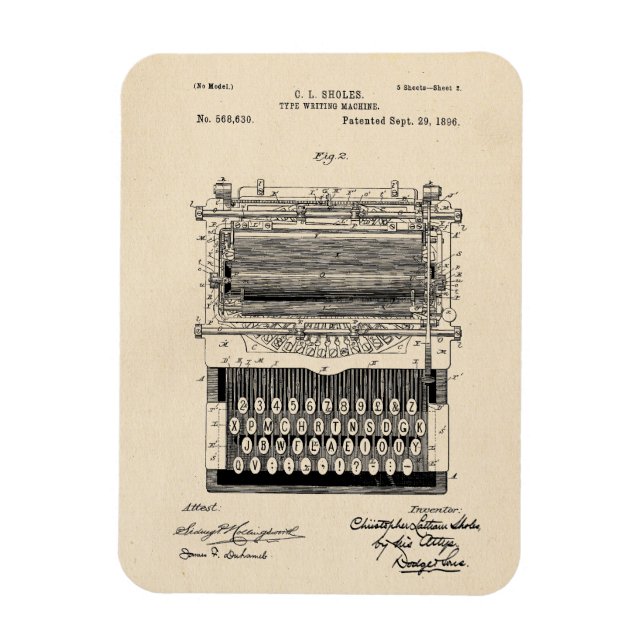 Ímã Patente da máquina de escrever da Vintage (Vertical)