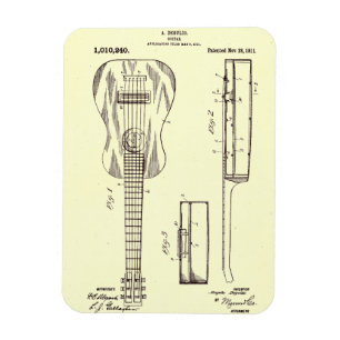 Ímã Patente de Violão Acústico Vintage 1911
