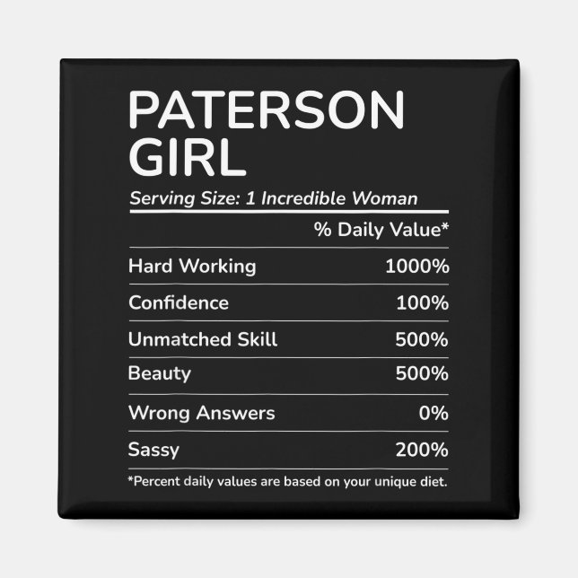 Imã Paterson Girl Funny New Jersey Hometown  (Frente)