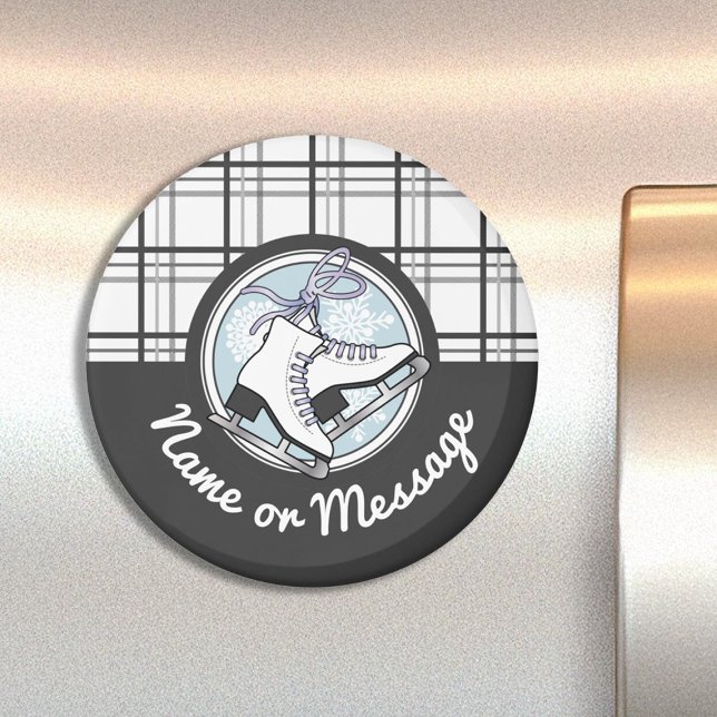 Imã Patinação de gelo Moderna do Tartan Personalizada (Criador carregado)