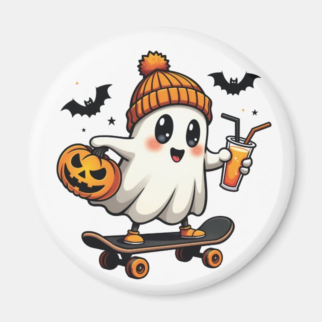 Imã Patinação de Halloween Pumpkin Spice Ghost Fall (Frente)