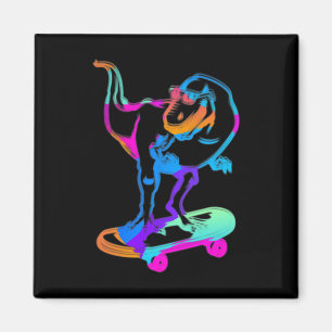 Imã Patinador Engraçado Dino Skate Skateboard Quadro D