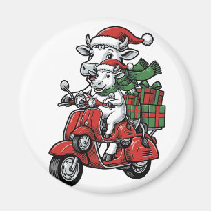 Imã Patinete de Cavalgar Vaca de Natal Engraçado Desig