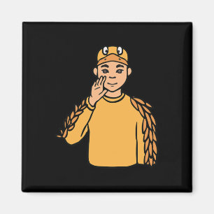 Imã Pato Animal ASL Gesto de Mão Surda Audição Perda d