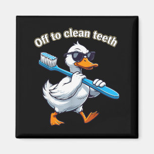 Imã Pato dentista engraçado indo limpar os dentes