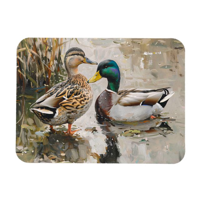 Ímã Pato e Mallard Willife Painting Flexível (Horizontal)