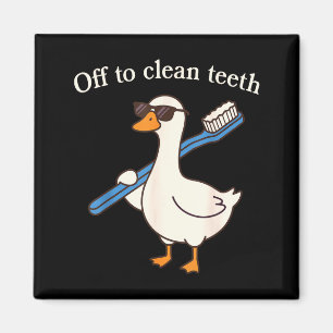 Imã Pato engraçado indo escovar os dentes dentista odo