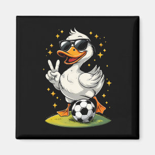 Imã Pato Fofo Com Óculos De Sol Pato Jogando Futebol H