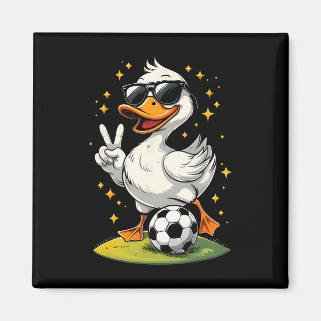 Imã Pato Fofo Com Óculos De Sol Pato Jogando Futebol H (Frente)
