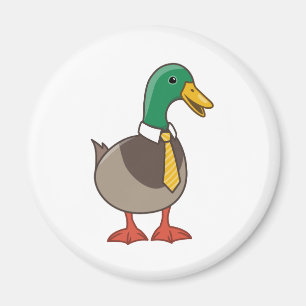 Imã Pato Mallard de Desenho Animado Fofo com Gravata