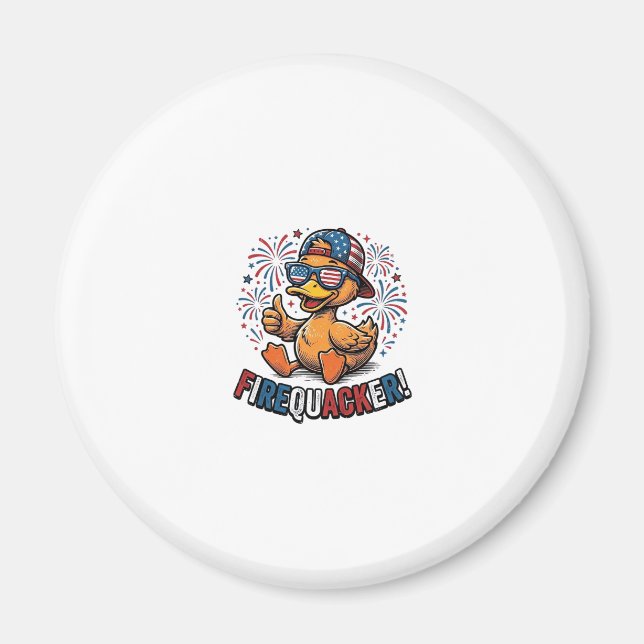 Imã Pato Patriótico Firequacker Design de Camisa Vinta (Frente)
