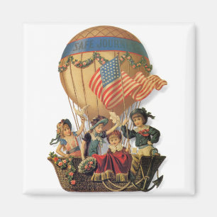Imã Pátria Vintage, Crianças em um Balão de Ar Quente