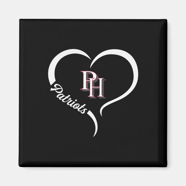 Imã Patrick Henry Patriots Logotipo Half Heart Slogan  (Frente)