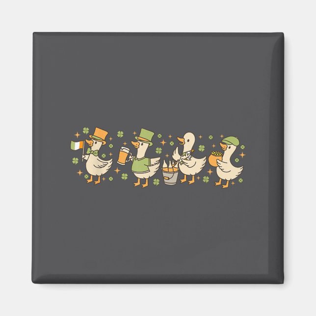 Imã Patricks Day,funny Goose, Shamrock, Beer Gift Tee  (Frente)