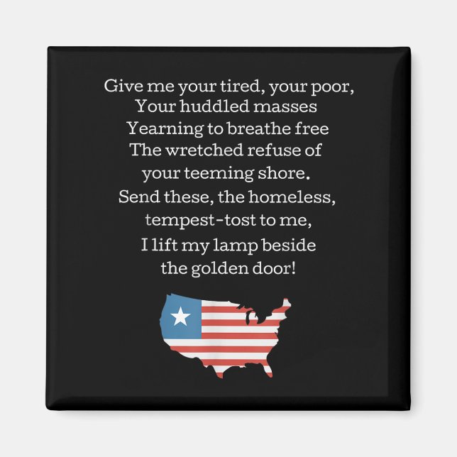 Imã Patriotic New Colossus Emma Lazarus Quote Usa Gift (Frente)
