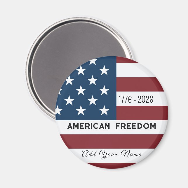 Imã Patriotic US Flag Custom Text Name (Front/Back)