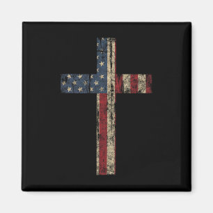 Imã Patriótica Cross - American Flag Faith Us Independ