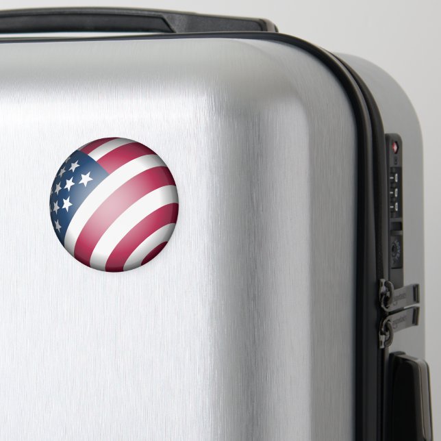 Imã Patriótica EUA Bandeira, Mapa Globo Redondo Vermel (In Situ (Luggage))
