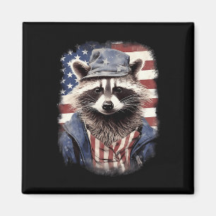 Imã Patriótica Raccoon Funny 4 De Julho Independência 