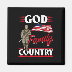 Imã Patriótico Americano Bandeira da Família Deus País