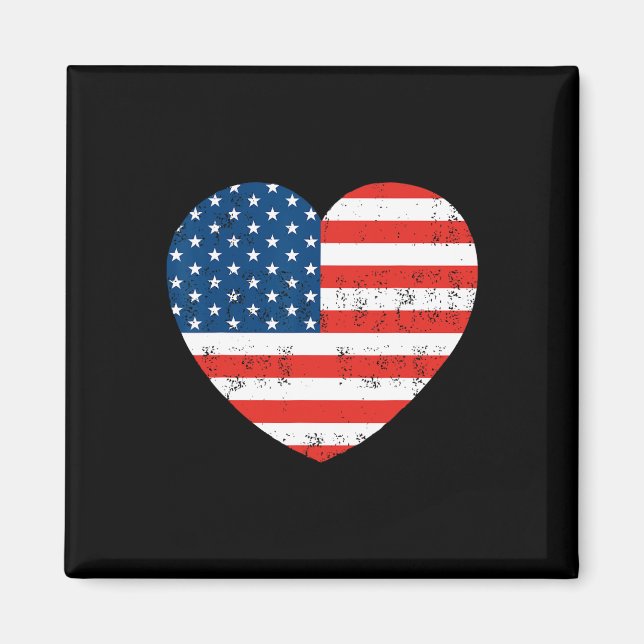 Imã Patriótico Americano Flag Heart 4 de julho dos EUA (Frente)