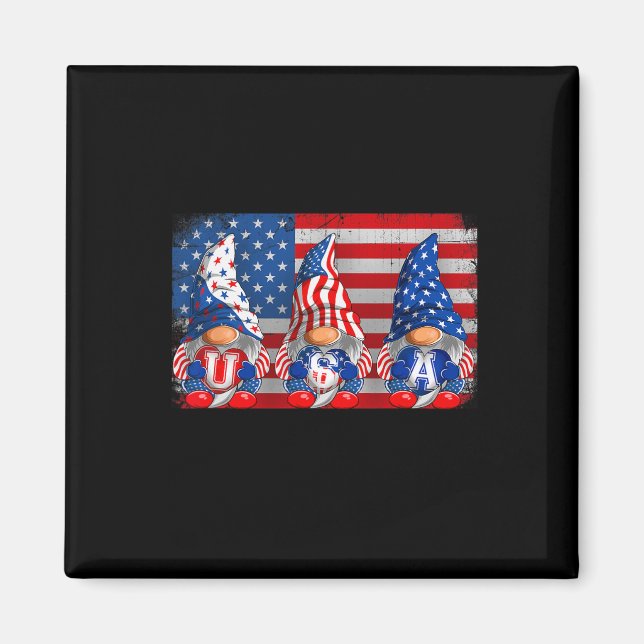 Imã Patriótico Americano Gnomos Usa Independência Dia  (Frente)