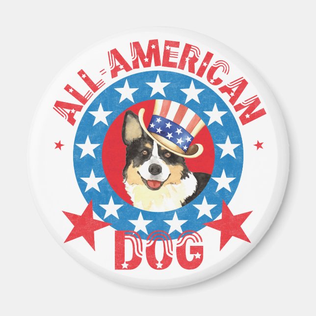 Imã Patriótico Cardigan Welsh Corgi Magnet (Frente)