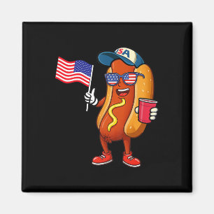 Imã Patriótico do Quarto de Julho do Hotdog Engraçado