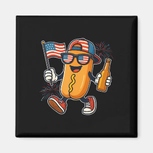 Imã Patriótico do Quarto de Julho do Hotdog Engraçado