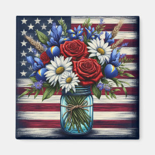Imã Patriótico, floral Americano angustiado