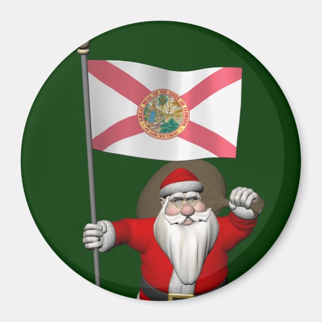 Imã Patriótico Papai Noel Visitando a Flórida (Frente)