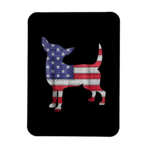 Ímã Patriótico Teacup Chihuahua American Flag Embroid