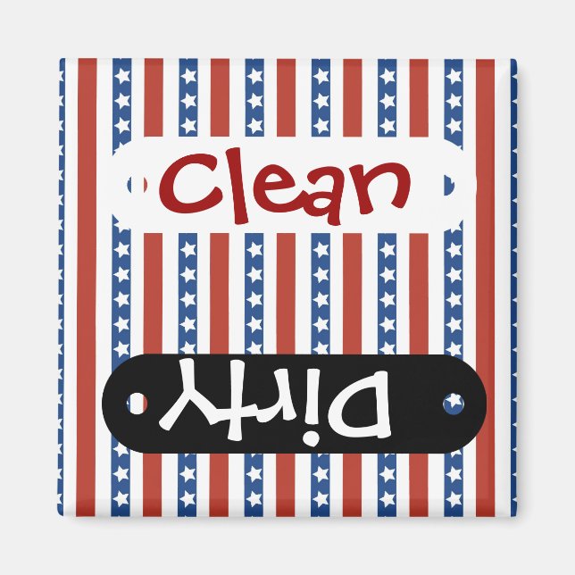 Imã Patriótico Vermelho Branco Azul Estrelas e Liberta (Frente)