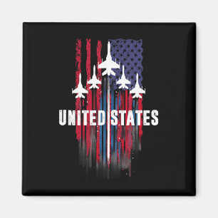 Imã Patriótico Vermelho Branco Azul Usa Bandeira Jatos