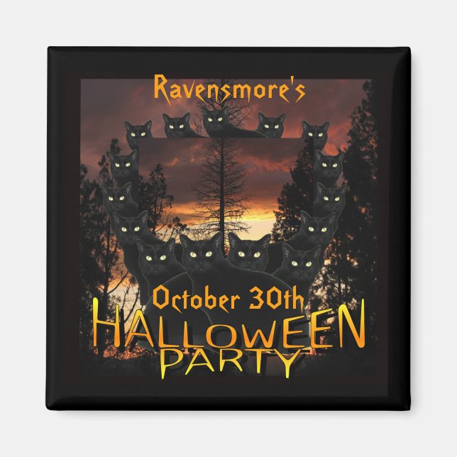 Imã Patrulha Negra Gatos Festa de Halloween (Frente)