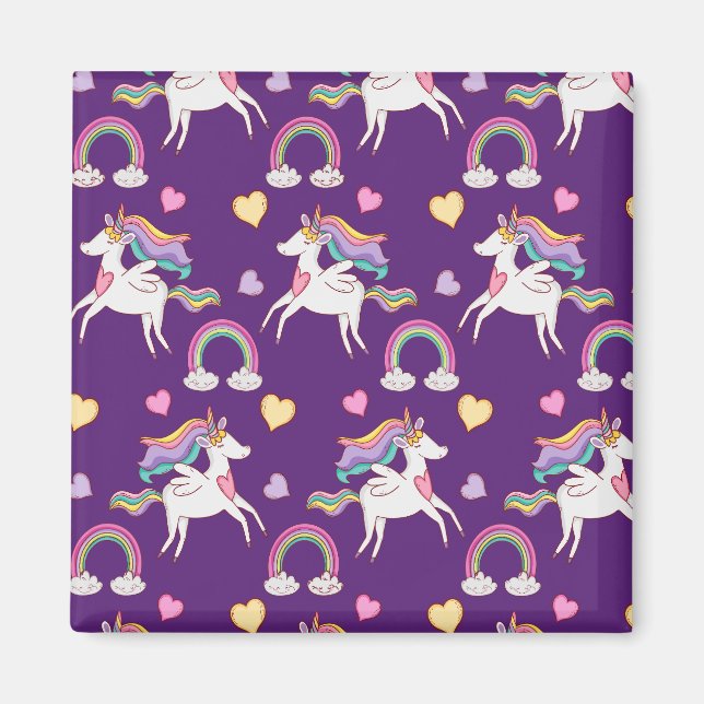 Imã Patterno Funny Unicorn Magic Horse Cute (Frente)