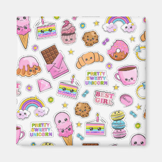 Imã Patterno Funny Unicorn Magic Rainbow Cute