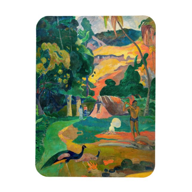 Ímã Paul Gauguin - Paisagem com Pavões / Matamoe (Vertical)