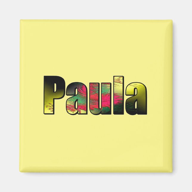 Imã Paula Square Magnet em amarelo (Frente)